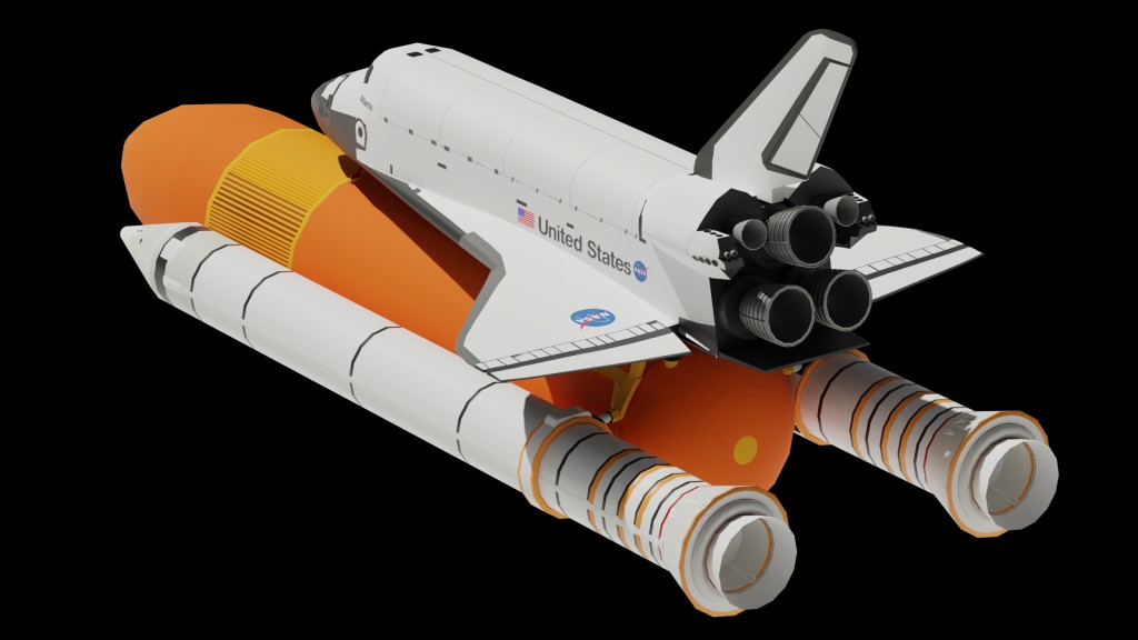 Space Shuttle Side Boosters And Fuel Tank LOW POLY preview image 2